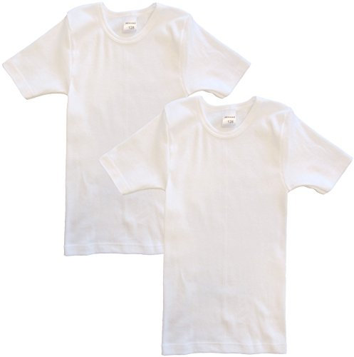 HERMKO 62810 2er Pack Kinder Kurzarm Funktionsshirt für Sport und Alltag, Farbe:weiß, Größe:116