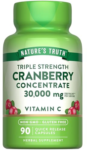 Nature's Truth Cranberry Concentrate Pills | Plus Vitamin C | Triple Strength Support Capsules | Non-GMO & Gluten Free Supplement