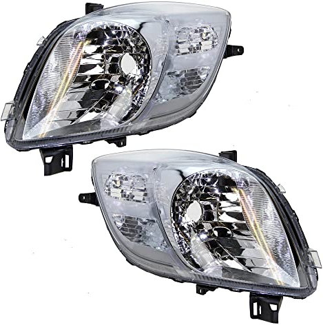 BESTPRICE 2x Hauptscheinwerfer vorne links + rechts H4 Frontscheinwerfer ohne Stellmotor, Kompatibel mit TOYOTA YARIS (_P9_)