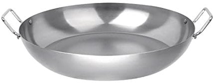 Vogue GD074 Iron Paella Pan 16In Kitchen Cookware Heavy Duty Induction, Grey