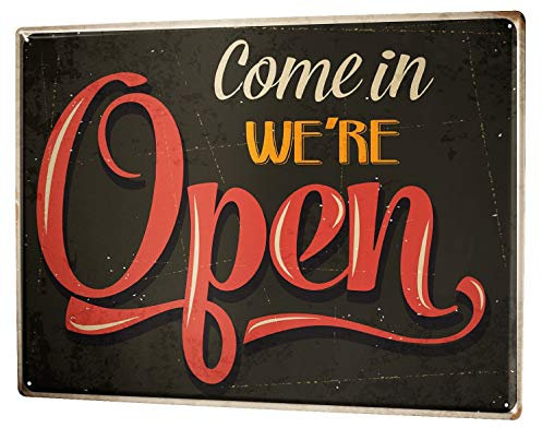Blechschild Wandschild 30x40 cm Vintage Retro Metallschild Sprüche wir haben geöffnet