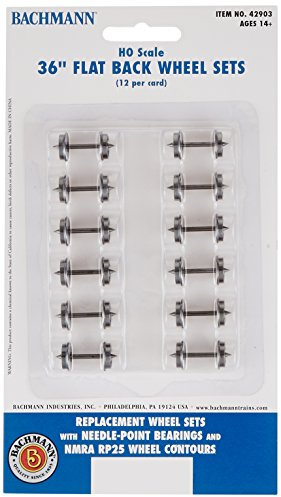 Bachmann HO-Scale-Modellbahn-Räder-Satz 91,4 cm Flache Rückseite Rad Sets (12 pro Karte)
