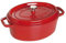 STAUB Gusseisen Bräter/Cocotte, Oval 31 cm, 5,5 L, Aromaregen Funktion für optimale Befeuchtung, Für alle Herdarten inkl. Induktion & Backofen, Kirschrot