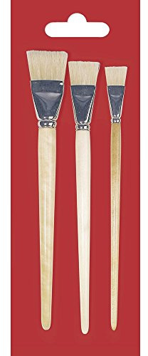 Rayher Lot de pinceaux d’Artiste universels, 3 pces., Plat, Tailles n°20-30-40, Fibres synthétiques, Manche en Bois, Aquarelle, Peinture à l’Huile, acrylique-3731400