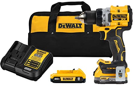 DEWALT 20V MAX XR Compact Cordless Drill and Impact Driver with Powerstack Batteries (DCD800D1E1)