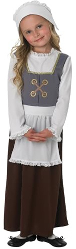 Rubies Official Tudor Girl Costume Girls Medium,Grey, White, Brown Halloween
