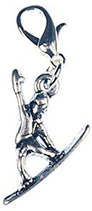 Miniblings Snowboarder Charm Snowboardfahrer Snowboard versilbert | Zum Kombinieren gedacht, gefertigt in Berlin, mit Wintersport