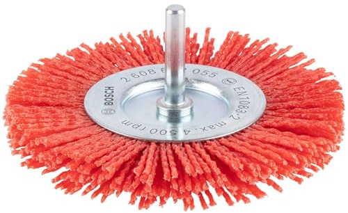 Bosch 1x PRO Nylon Longlife Scheibenbürste mit Schleifmittelbeschichtung für 6‑mm-Zylinderschaft und Bohrer (Ø 100 mm, Professional Zubehör Bohrmaschine/Schrauber)