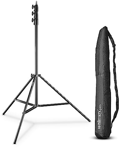 Walimex pro AIR 355 Lampenstativ max. Höhe 355 cm, Lichtstativ mit Luftfederung, Blitzstativ mit 8 kg Traglast, Dreibeinstativ aus Aluminium, Leuchtenstativ für Fotografie, Studio und Outdoor
