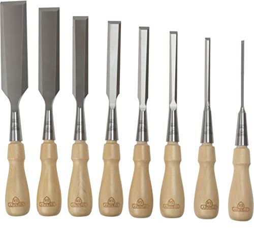 Stanley Sweetheart Stechbeitel-Set 1-16-793 (8-teiliges Stecheisen-Set, 3/6/10/12/16/18/25/32 mm Klingenbreite, ideale für die Kunsttischlerei und den Instrumentenbau, aus Karbon-Stahl)