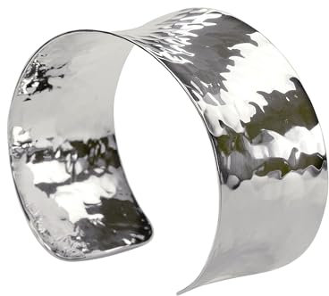 SILBERMOOS Damen Armreif Armspange gehämmert glänzend offen konkav massiv 925 Sterling Silber