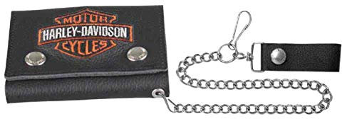 Harley-Davidson Men's Embroidered B&S Trucker Medium Biker Wallet XML4328-ORGBLK