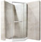 Durovin Bathrooms Pentagonal Shower Enclosure - Pivot Hinged Door with Bar Handle - 8mm Safety Clear Glass with Acrylic Shower Tray (1000 x 1000mm)