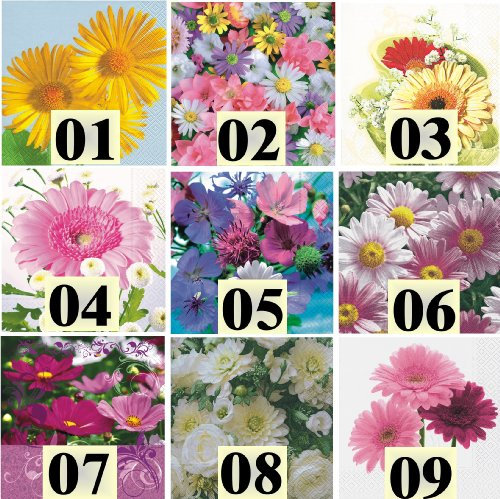 20 Servietten Motivauswahl möglich beautiful gerberas - wunderschöne Gerberas 33x33cm