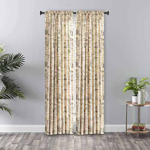 Ellis Curtain Script Crushed Taffeta 48 x 63 Tailored Panel, Black