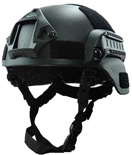 H Welt Shopping Mich 2000 Combat Schutzhelm mit Seite Schiene & NVG Mount Foliage Green Schwarz für Airsoft Taktischer Militär Paintball Jagd
