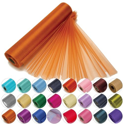 Trimming Shop Organza-Rolle, schneedurchsichtig, 25 m x 29 cm große Organza-Rolle für Stuhlschärpe, Tischläufer, Weihnachtsfeier, Hochzeitsdekoration, Heimwerkerprojekte, Orange