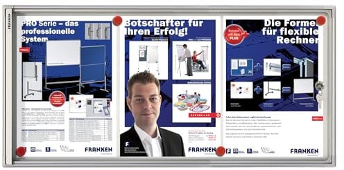 Franken FSA3 Panneau d'affichage X-tra Line 3 x A4 avec portes battantes Blanc 73 x 37 x 3,5 cm