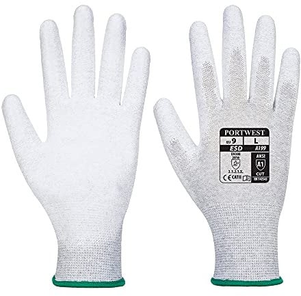 Portwest Antistatischer PU-Handflächen Handschuh, Größe: M, Farbe: Grau, A199GRRM