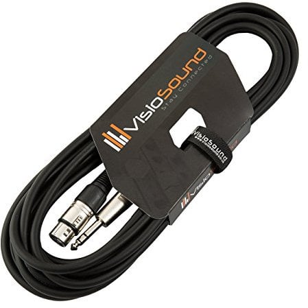 VisioSound Female XLR to 6.35mm Stereo TRS Jack Lead/Balanced Signal/Audio Patch Cable 6m Black