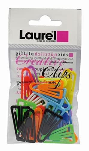 Laurel Büroklammer Plastiklips aus Polystyrol, 25 mm, SB-Beutel, grund/leuchtfarbig sortiert 0112-98