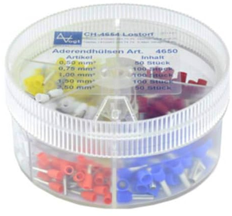 Vogt Verbindungstechnik 737035 Sortiment Einzelendhülsen 0,50 mm² 2,50 mm² Orange, Weiß, Gelb, Rot, Blau, 400 Stück