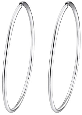 Rafaela Donata Damen-Creolen 925 Sterling Silber 70mm rund - Basic Ohrringe für Damen Silberohrcreolen Groß 60800082