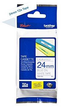 Brother TZE253 Original P-touch Schriftband TZe-253 24 mm, blau auf weiß (kompatibel u.a. Brother P-touch P700,- 2430, -D600, -9700PC, -P750W)