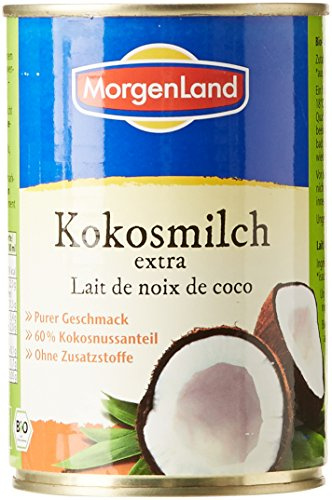 Morgenland Kokosmilch 22% Fett = 60% Kokosnussanteil 400ml Bio Kokos, 3er Pack (3 x 400 g)