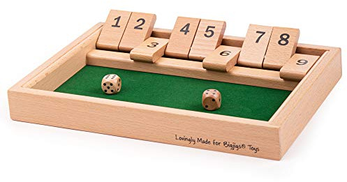 Bigjigs Toys, Holzspiel Shut The Box, Holzspielzeug, Brettspiele, Shut The Box Würfelspiel, Kinderbrettspiele, Zahlenspiele, Familienspiele