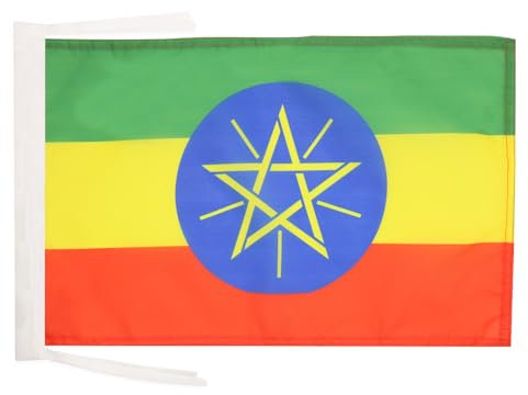 BANDIERA ETIOPIA 45x30cm - BANDIERINA ETIOPE 30 x 45 cm cordicelle - AZ FLAG