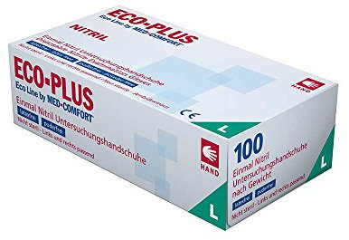 100 Einmal Nitril Untersuchungshandschuh Eco Plus von Ampri Gr. L