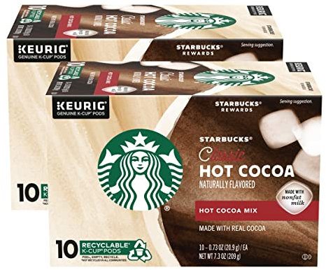 Starbucks Classic Hot Cacao Lot de 2 tasses aromatisées naturelles 10 carats