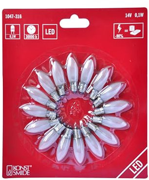 Konstsmide 1047-316 LED-Ersatzlampe St. E10 14V Warmweiß, 0.1 W, 16 Stück (1er Pack)