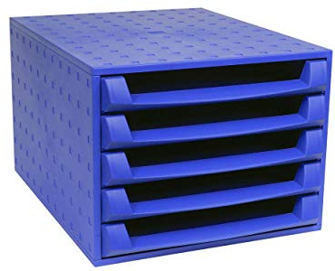 Exacompta 221101D Premium Ablagebox mit 5 offenen Schubladen für DIN A4+ Dokumente. Belastbare Schubladenbox mit hoher Kapazität für mehr Platz auf dem Schreibtisch The Box Blauer Engel kobaltblau