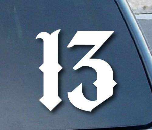 Aufkleber / Autoaufkleber / Sticker / Decal Lucky Number 13 Car Window Vinyl Decal Sticker 101mm Tall (Color: White)
