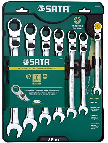 Sata SA09043 Metric XL Locking Flex Kopf Ratschenschlüssel Set, 7 Stück