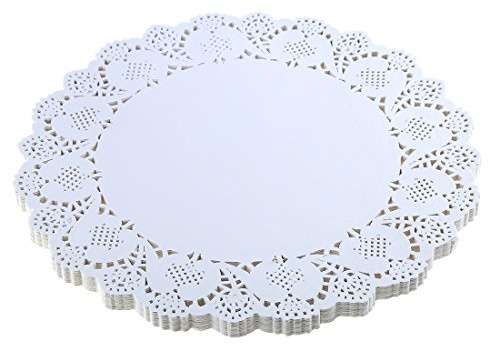 DECORA Spitzendeckchen aus Papier, rund, Weiß, 32,5 cm, für Hochzeiten, Tischdekorationen, 100 Stück