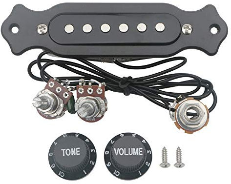 Ein-Spulen-Tonabnehmer für Gitarre, vorverdrahtet, mit Lautstärke- und Tonregler, für 6 Saiten