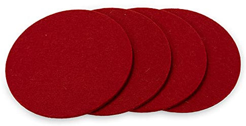 filzbrand Filz Untersetzer rund für Gläser, Filzuntersetzer 4 Stück (4er Set), Ø 10 cm in Karminrot, 3 mm dick, Glasuntersetzer, Getränkeuntersetzer aus Designfilz 100% Wolle – Made in Germany