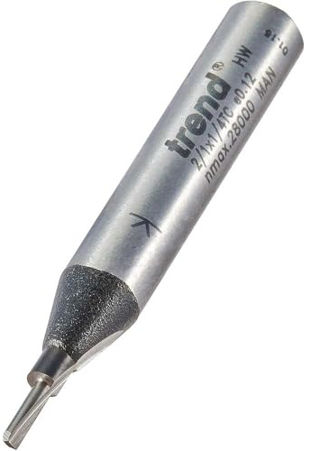 Trend Single Flute Cutter, 1.6mm x 5mm Cut, 1/4 Inch Shank, Carbide Tipped | Precision Tungsten Carbide Tipped Router Cutter For Clean Grooves, Slots And Trims In Hardwoods, 2/1X1/4TC