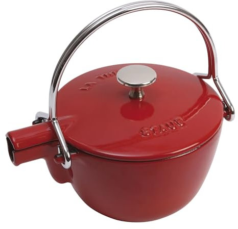STAUB Teekanne/Wasserkessel, rund, 16,5 cm, 1,1 L, für alle Herdarten, Kirschrot
