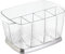 iDesign Rain boite pour couverts et serviettes de table portatif, support couvert en plastique et acier inoxydable, transparent/argenté