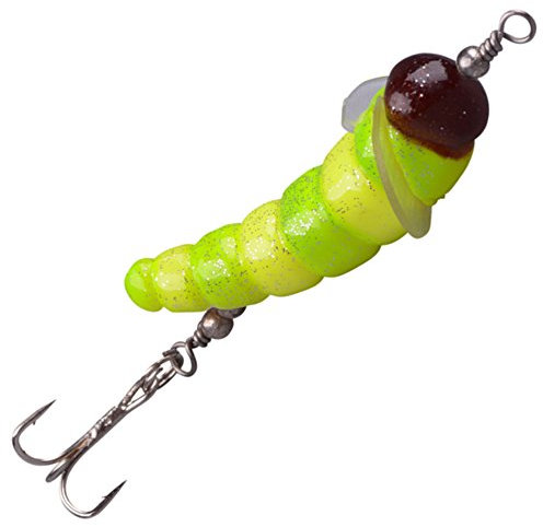 Trout Master Camola 3,5cm 2,5g - Bienenlarven Imitation zum Forellenangeln, Spinnköder für Forellen, Forellenköder, Bienenmade, Farbe:Yellow / Green