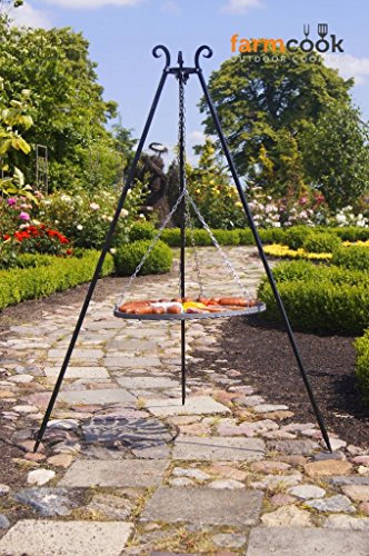 Farmcook Schwenkgrill - Dreibein Grill mit Rohstahl Rost in 3 Größen (Dreibein 180 cm - Rost 50 cm)