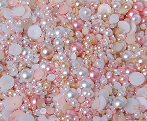 15g Mixed Colours Size Flat Back Pearls Cabochons Decoden 2mm - 12mm Bling (Wedding)