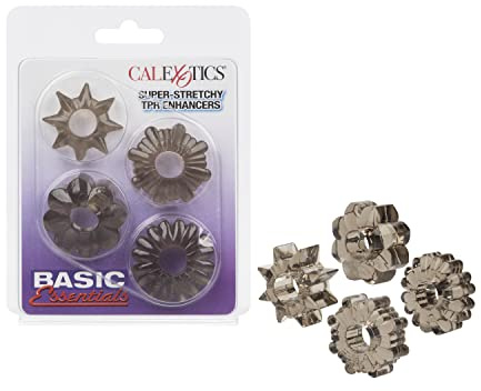 Basic Essentials Super Stretchy TPR Enhancers, Penisring, rauch