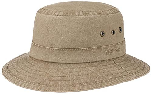 Stetson Reston Freizeithut Damen/Herren (Kophöhe ca. 9cm) - Schlapphut aus Bio-Baumwolle Packable - Baumwollhut mit 40-fachem UV-Schutz - Frühjahr/Sommer braun XL (60-61 cm)