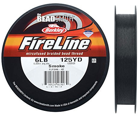 Fireline Braided Beading Thread, 6 LB Test and .008 Thick, 125 Yards, Smoke Gray