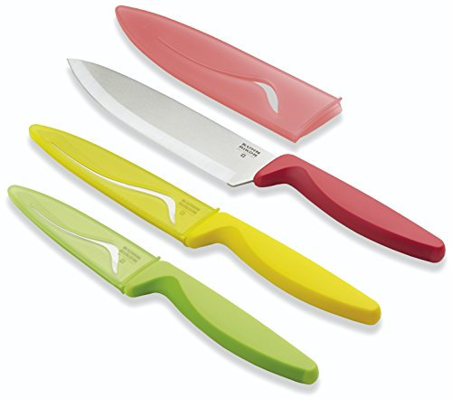 Kuhn Rikon 22876 Classic Cutlery Messer Set Profi, grün / gelb / rot